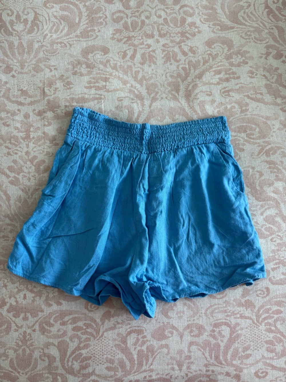 wild fable Sky Blue High-Waist Smocked Shorts